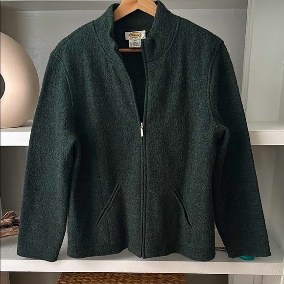 Vintage Talbots 100% boiled Wool zip up jacket topper capsule minimalist - Picture 1 of 9